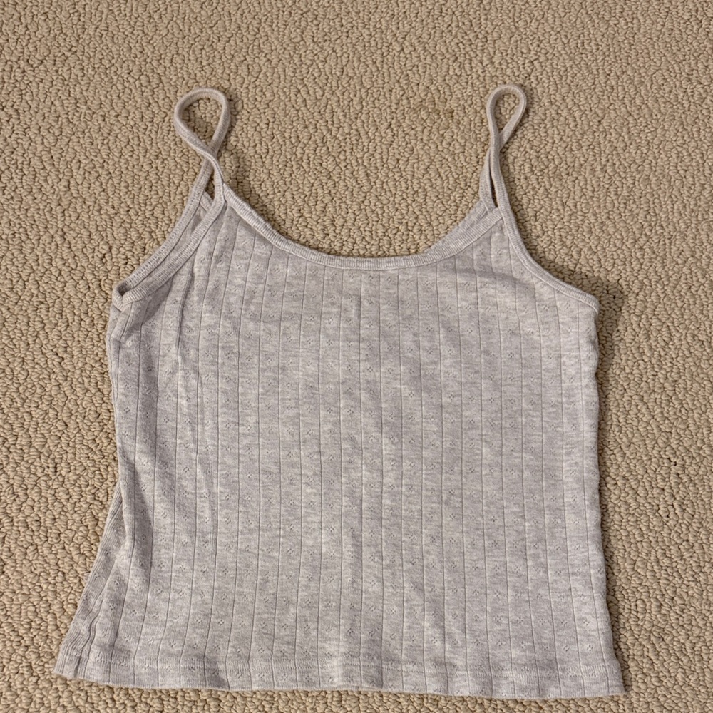 Brandy Melville Gray Ribbed Women's Cropped Tank Top